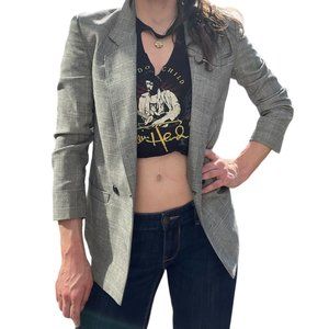 Pendleton Black and White Wool Double Breasted Blazer Medium